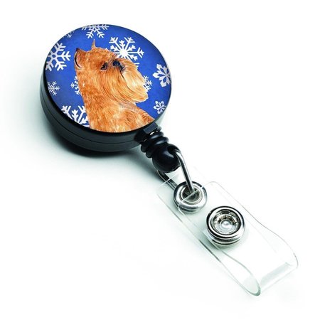 CAROLINES TREASURES Brussels Griffon Winter Snowflakes Holiday Retractable Badge Reel SS4632BR